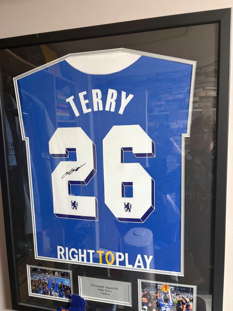 Hand signed and framed John Terry Chelsea shirt with COA 