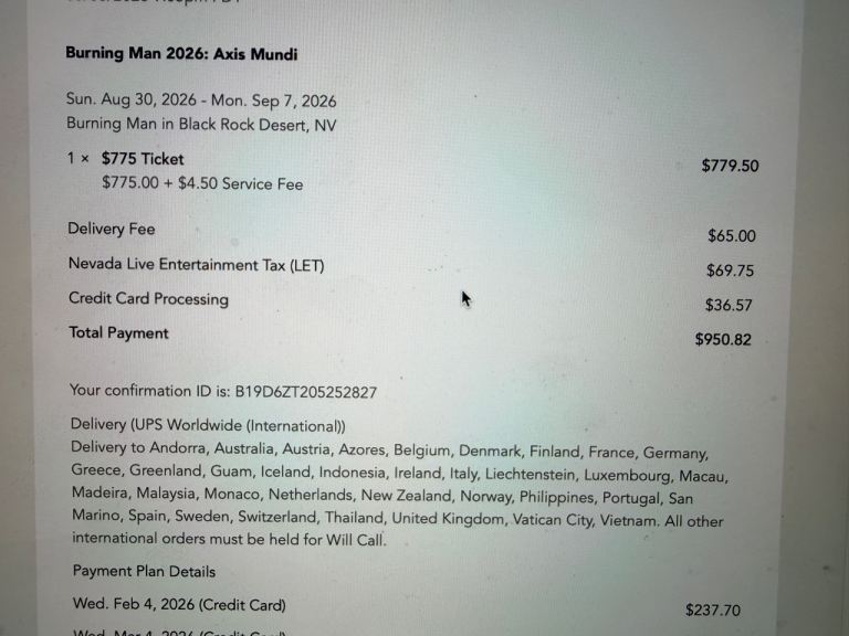BURNING MAN TICKET FOR SALE WITH DISCOUNT 