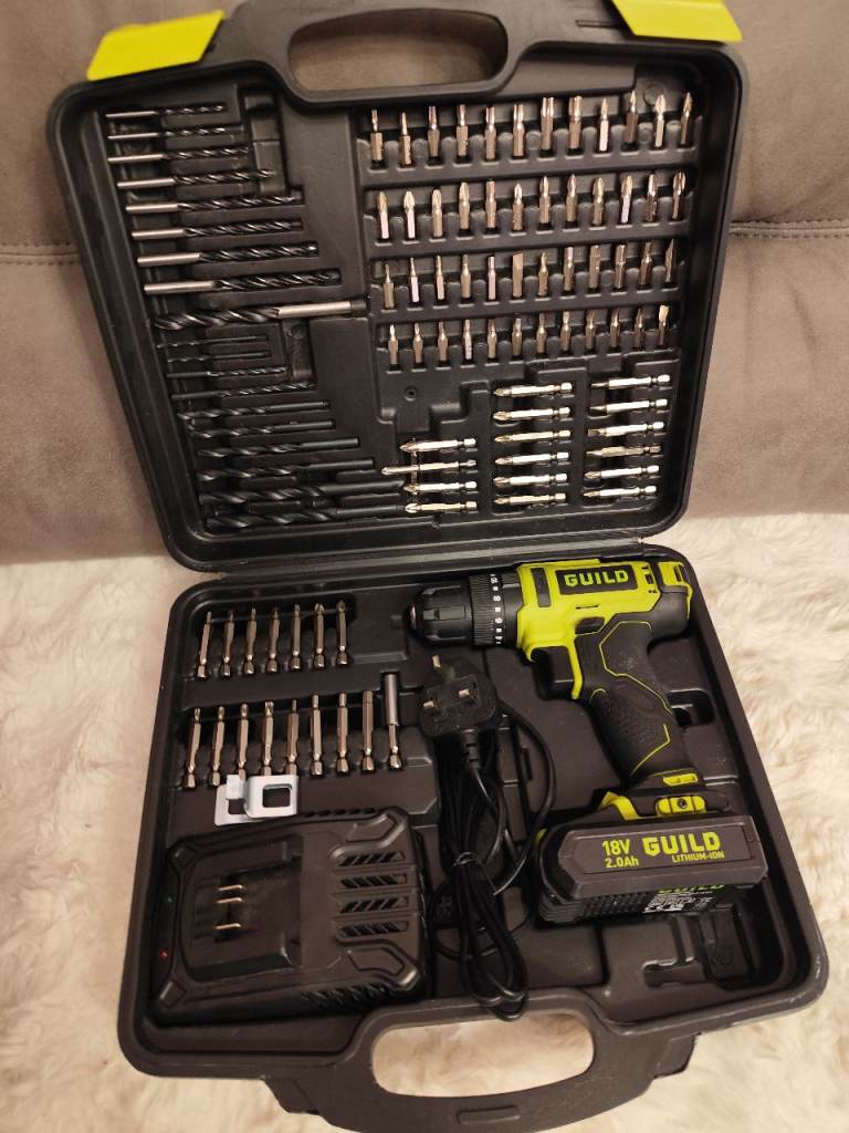 image for Guild 18V Cordless Impact Drill with 100 Accessories & battery