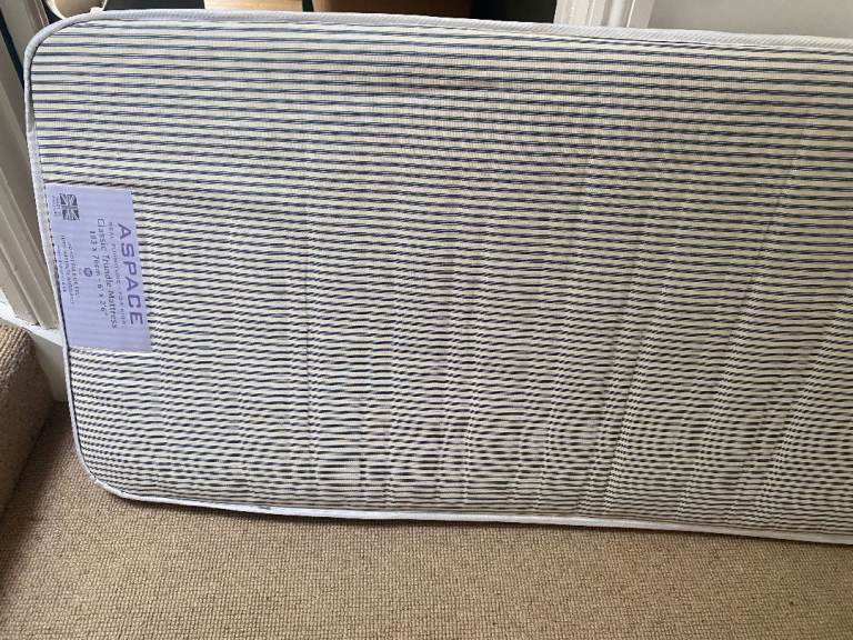 FREE kids ASpace Mattress - White with Blue Stripes, Good Condition