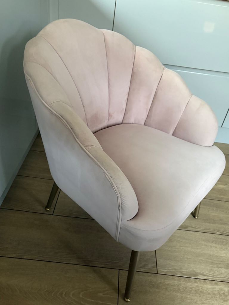 Pink Velvet Scalloped Accent Chair, £40.00 for Sale in Lowestoft, Suffolk