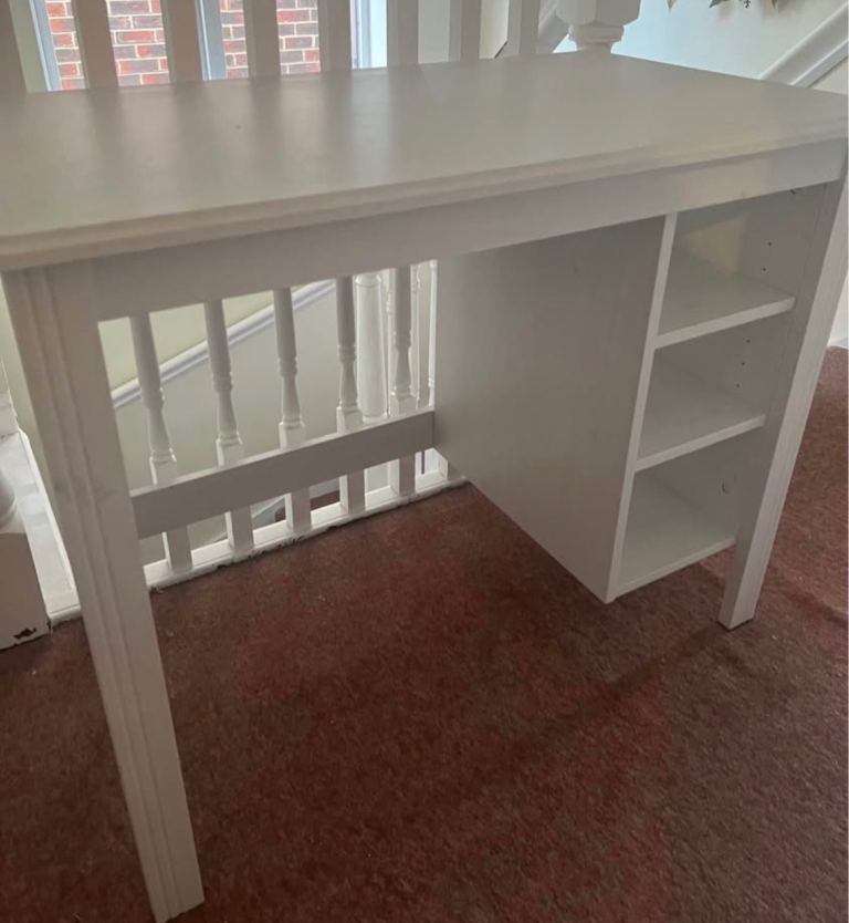 White Study Desk with Shelves ikea Good Condition