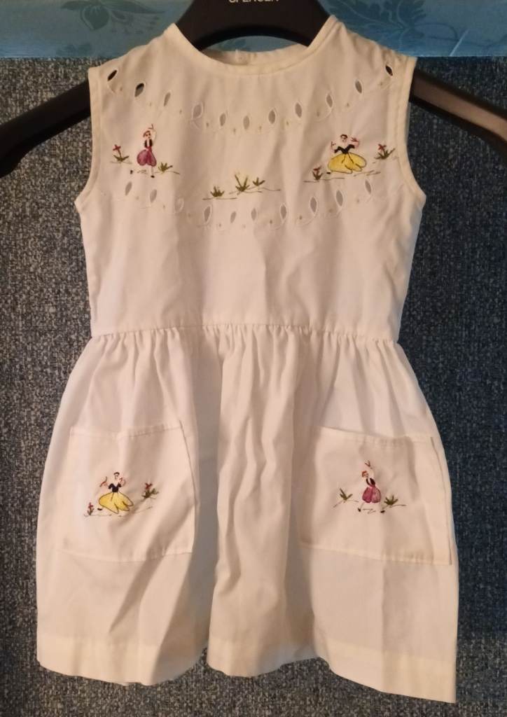 Unique Hand Sewn Embroidered Canary Island Cotton Dress – 1 yr to 18 mnth Old