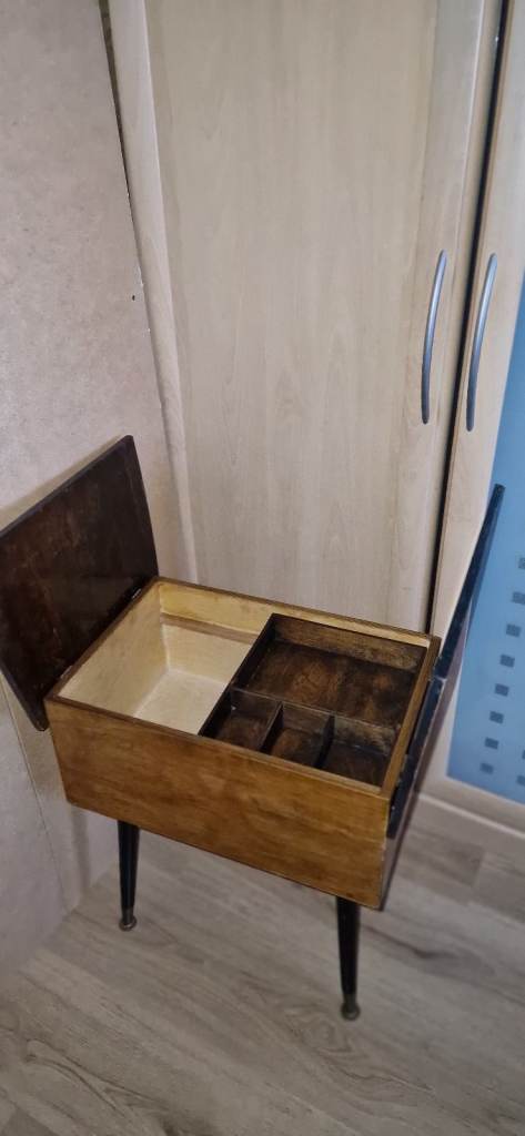 Mid Century Maple/ebony Sewing Box with Removable Dansette Legs