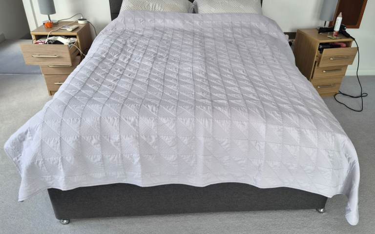 Marks and Spencers Quilted light grey bedspread/throw 220x200cm