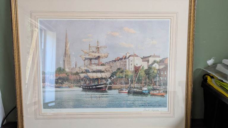 Framed Frank Shephard Bristol Harbour Print – Good Condition