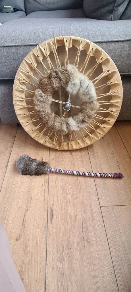 Large Round Shamanic Drum with Beater – Good Condition