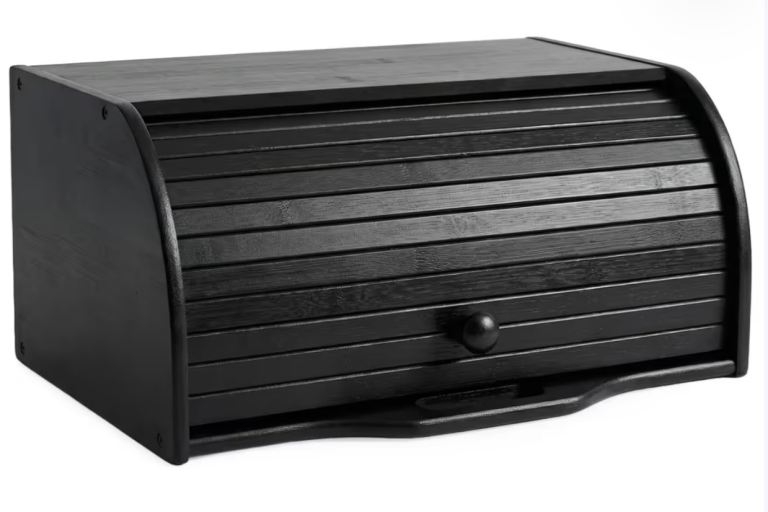 Brand New Roll-Top Bamboo Bread Bin – Black  Premium Kitchen Storage