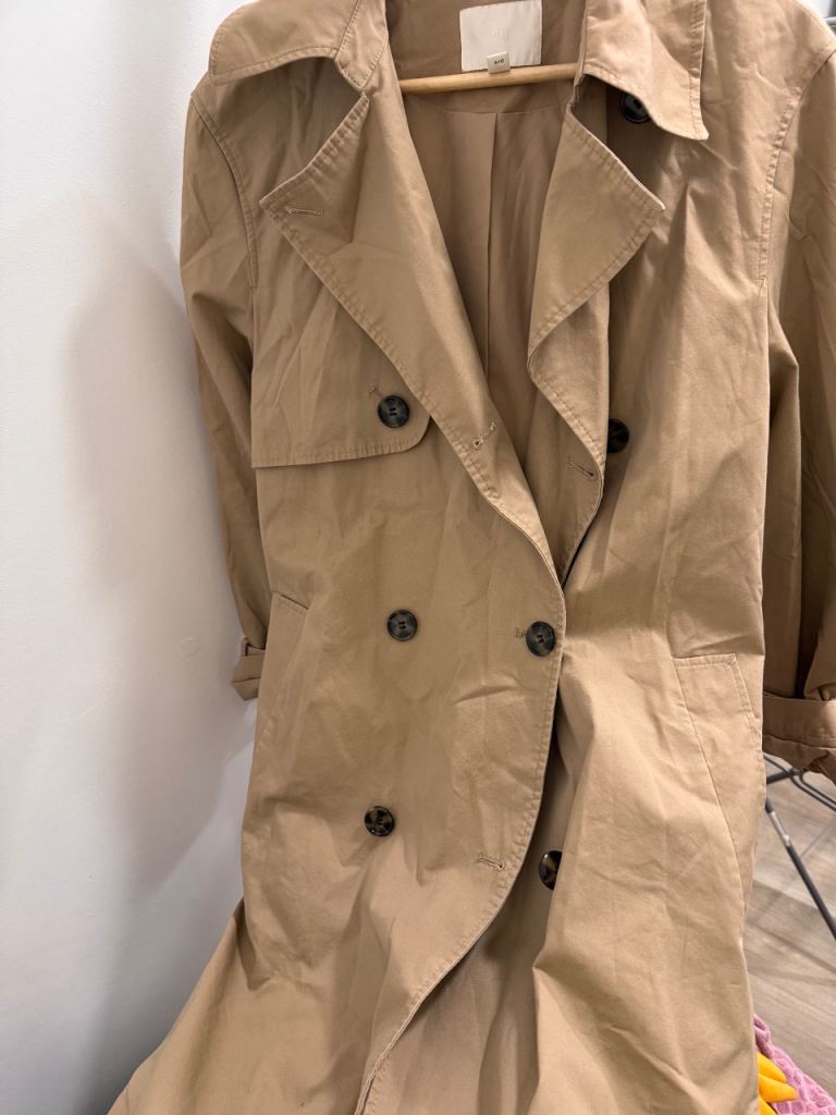 H&M Women's Beige Trench Coat – Good Condition