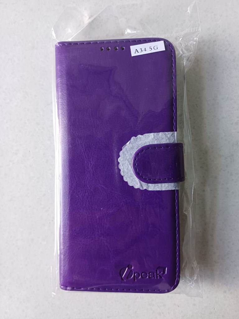 Samsung Galaxy A34 5G Mobile Phone Wallet Cover - Purple (New)