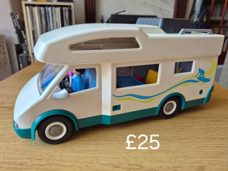Playmobil White Motorhome Toy - Excellent Condition with lots of accessories 