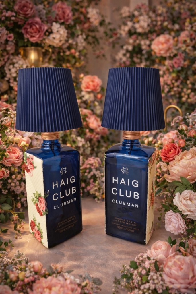 Hand-Painted Haig Club Upcycled LED Bottle Lamps 