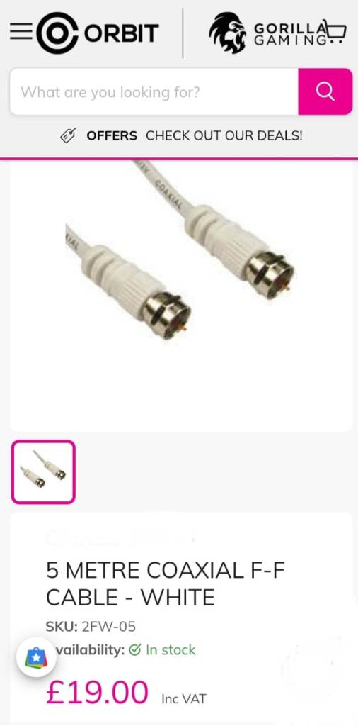 TV Aerial F-F Type Coaxial Cable 