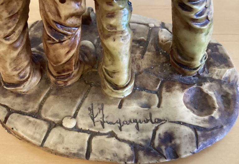 A FANTASTIC VINTAGE FRANCO INGARGIOLA SCULPTURE  “DRUNK FRIENDS”