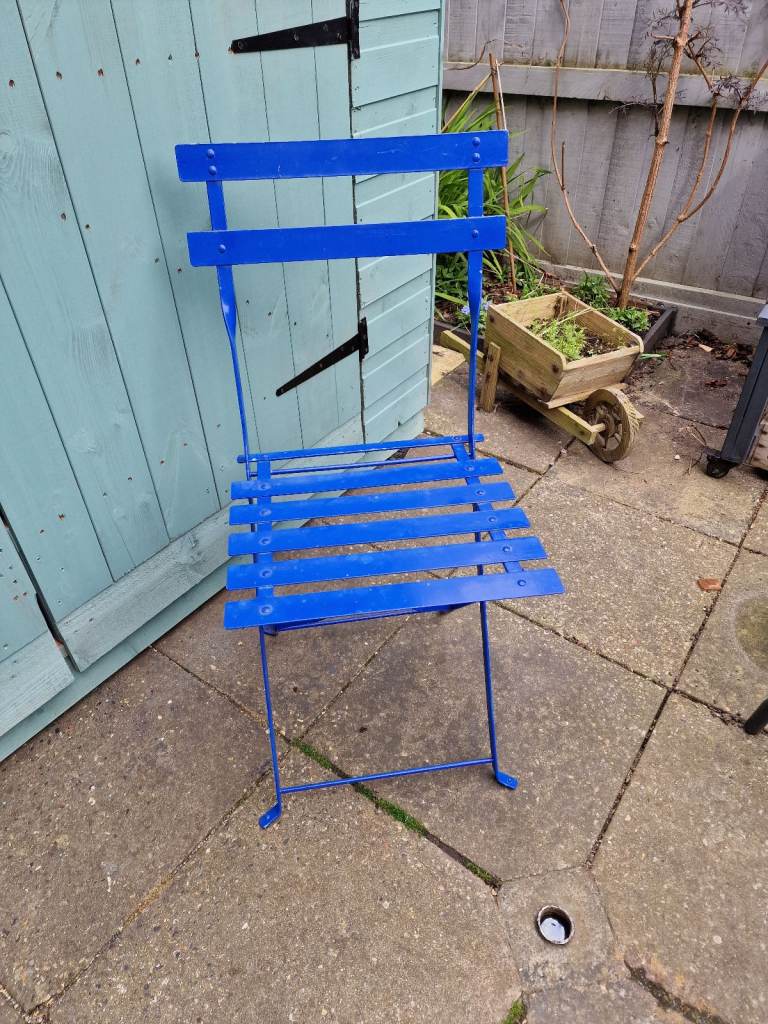 Metal garden folding chairs pair blue, Bistro Seating