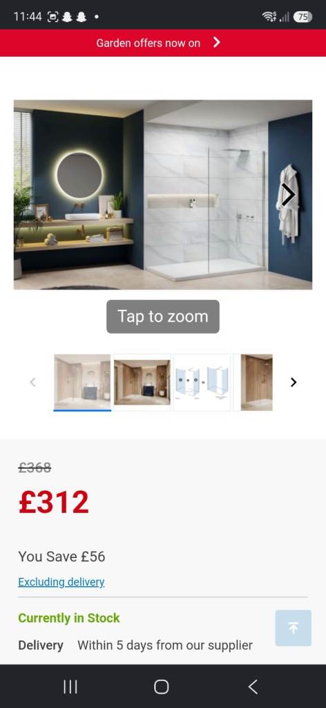 NEW Merlyn 8mm Wet Room Shower Screen 2015 x 1000mm Frameless Chrome