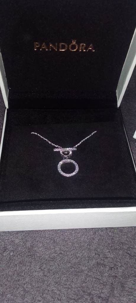 BNIB Pandora Pave T-Bar Necklace
