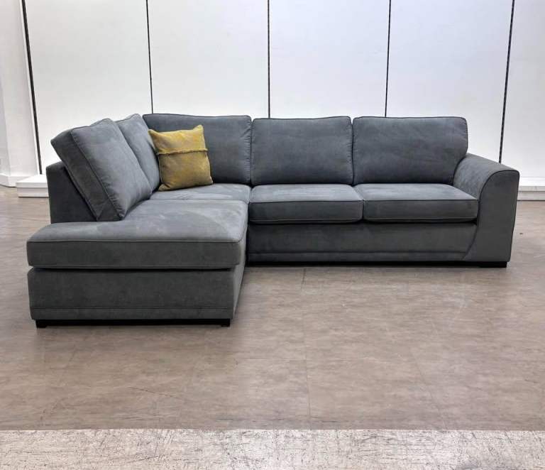 Grey Corner Sofa With High Back