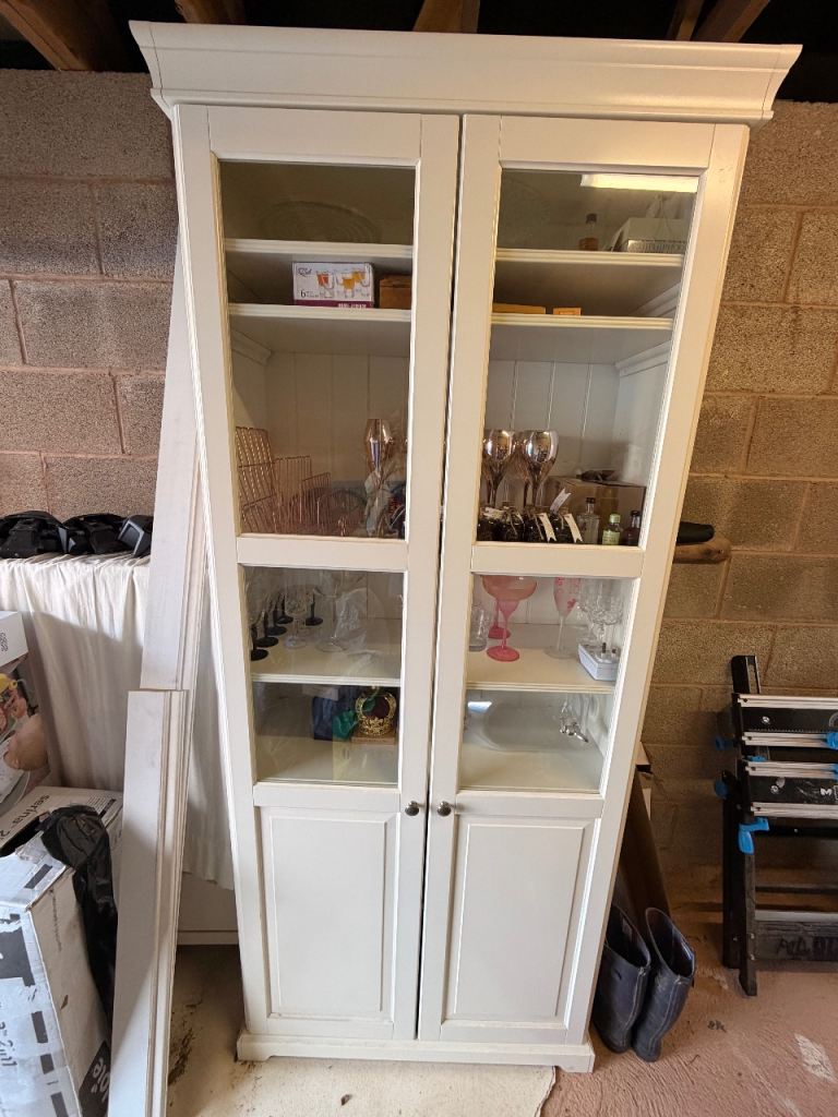 White IKEA LIATORP Glass Display Cabinet