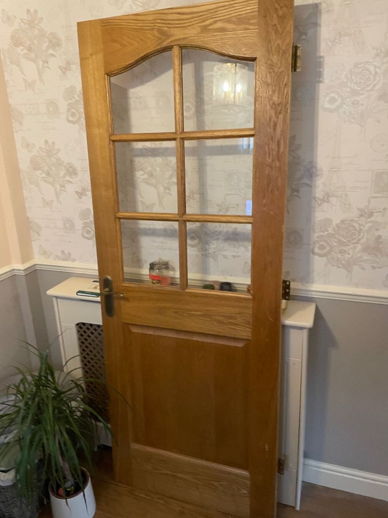 Half glazed internal oak door 