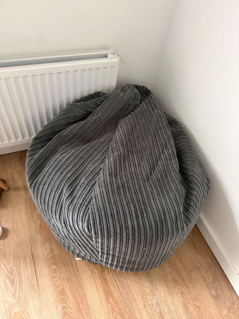 FREE … Grey Corduroy Bean Bag – Good Condition