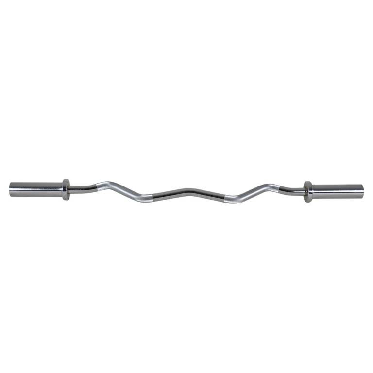 Function Series 4 Foot Olympic EZ Curl Barbell with Spring Collars - Weights Gym Bar