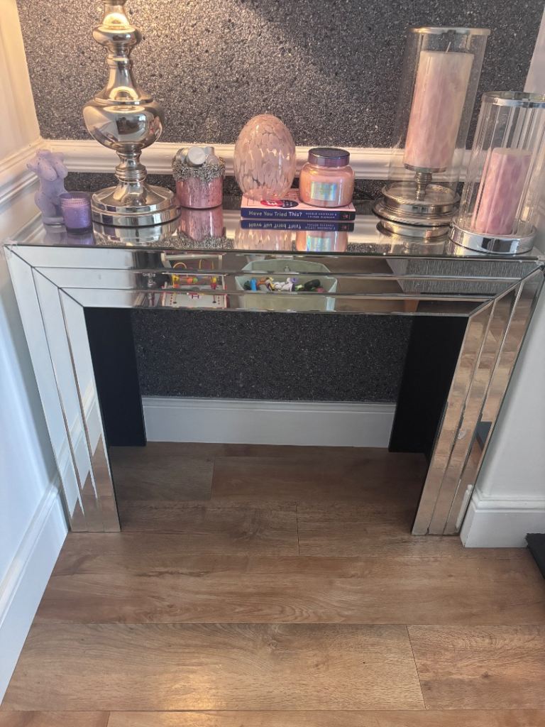 Mirrored Console Table - Fair Condition with Minor Damage