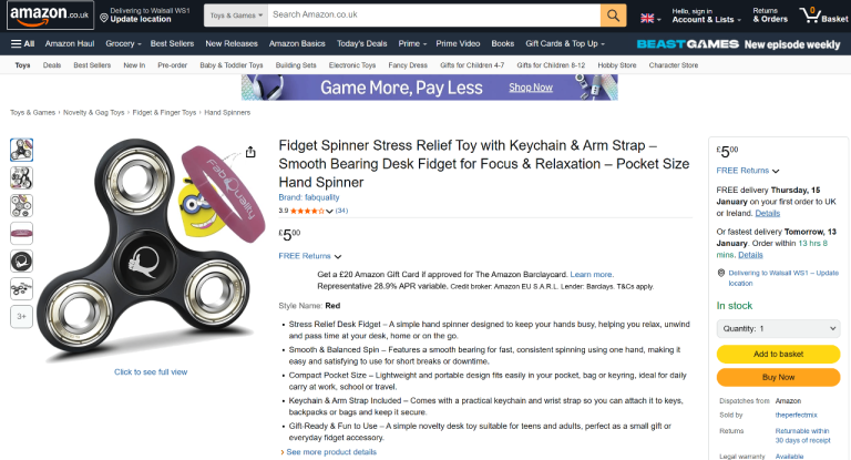 50x Fidget Spinners RRP £250 AMAZON BULK.  Bonus Minion Key Chain + Hand Strap 