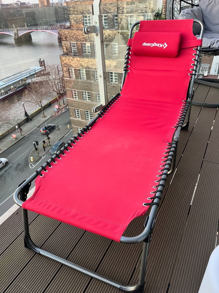 Sun Lounger Bed 5-Position Adjustable Backrest for Garden Recliner Chaise Lounge Chair Portable