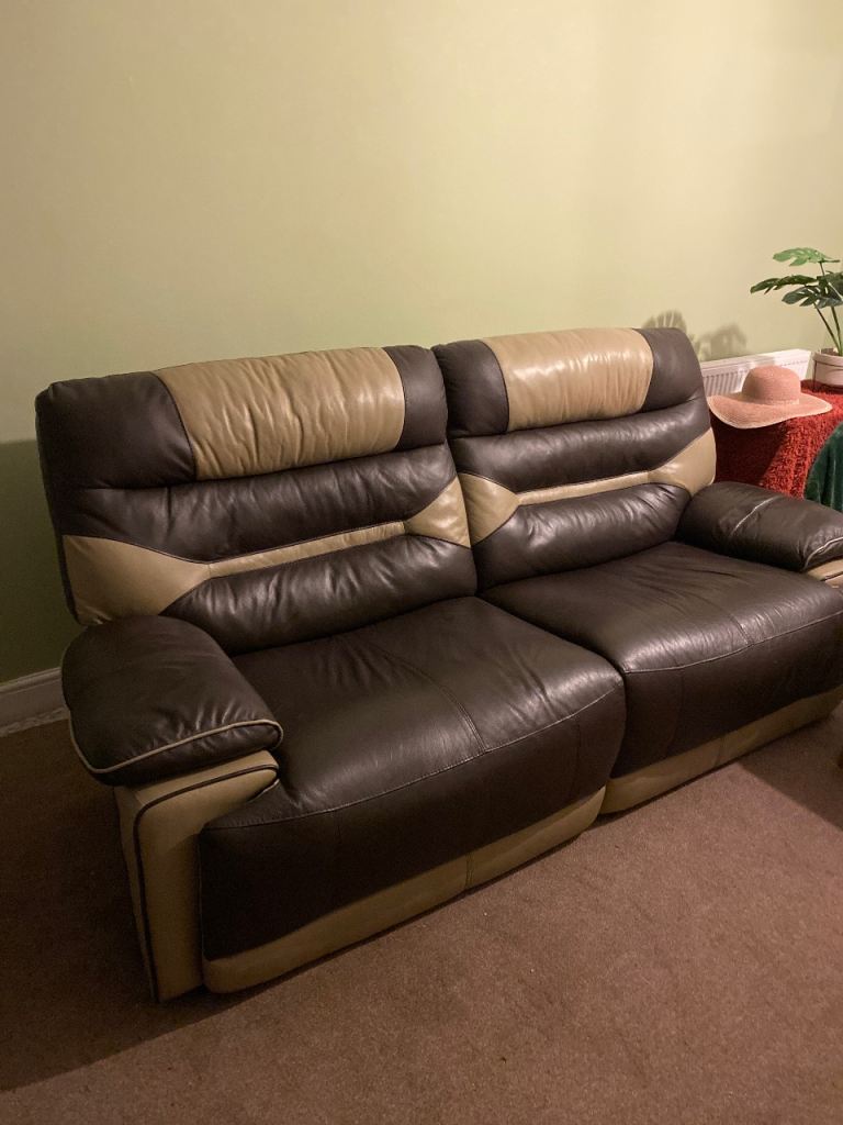 Leather 3 seater recliner sofa