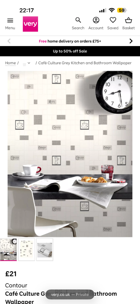 Cafe coffee theme wallpaper - x2 sealed rolls