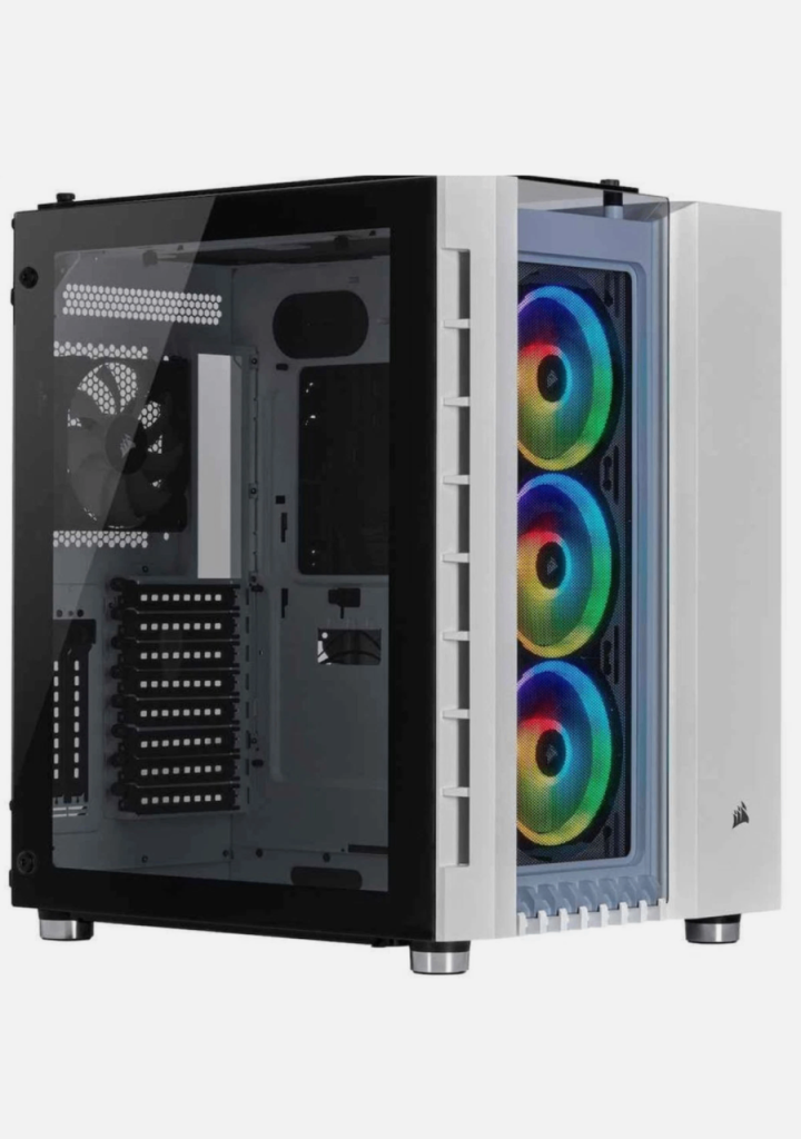 Quick sell - Corsair PC Tower Case – White, With RGB Fans plus extra 3 and RGB strip lights