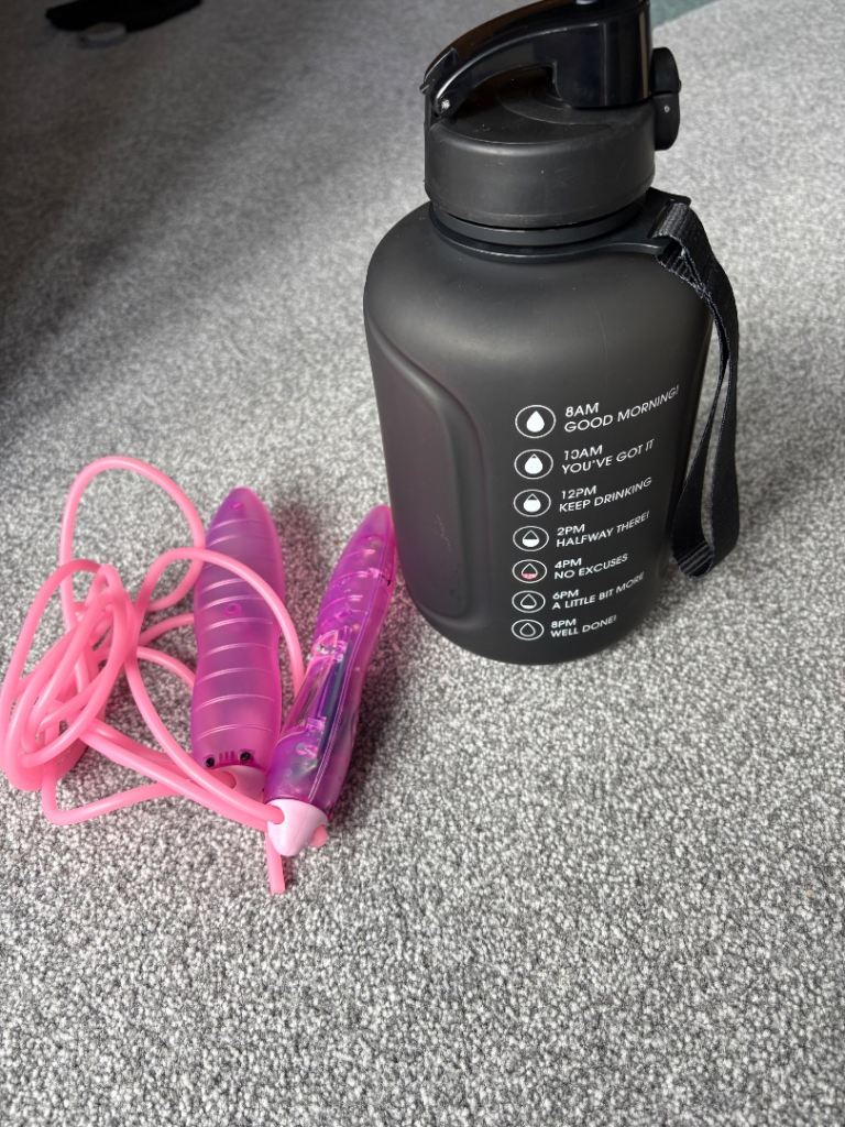 Core Black Water Bottle and Pineapple Skipping Rope