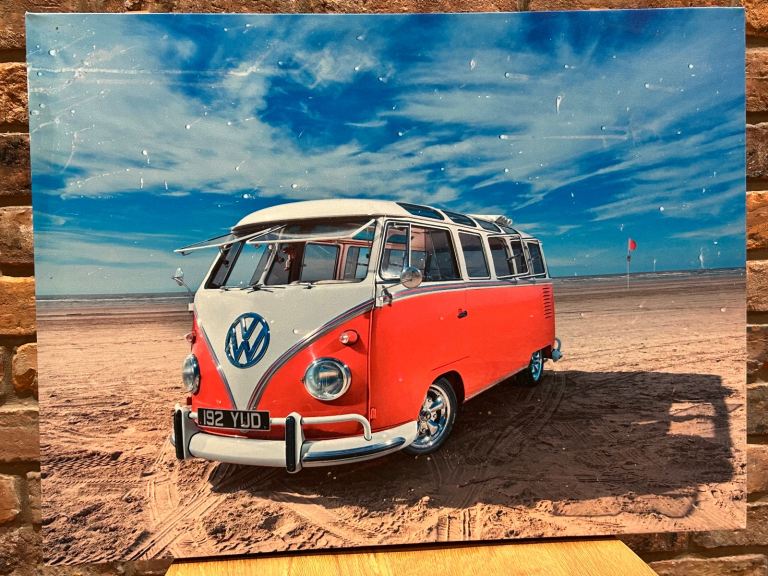 Red Split Screen VW Camper Van print.