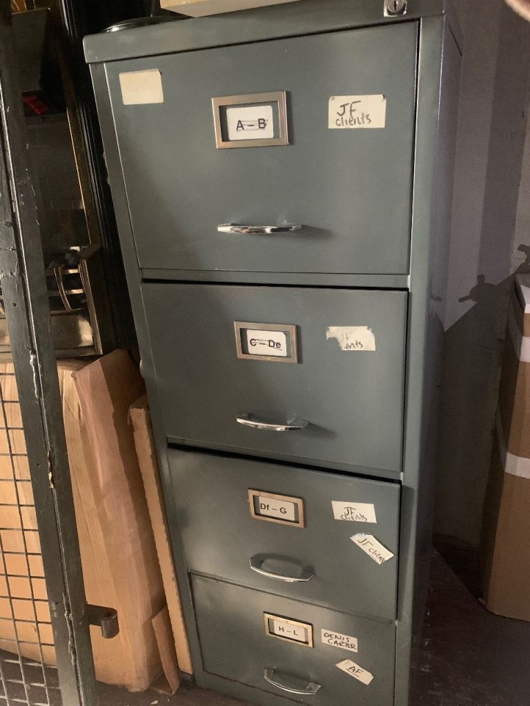 Grey Metal Filing Cabinet with 4 Drawers 
