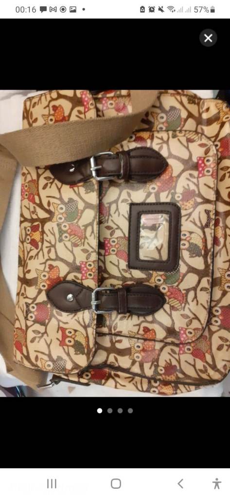 Owl Pattern Satchel Style Shoulder Bag – Multicoloured, Good Condition