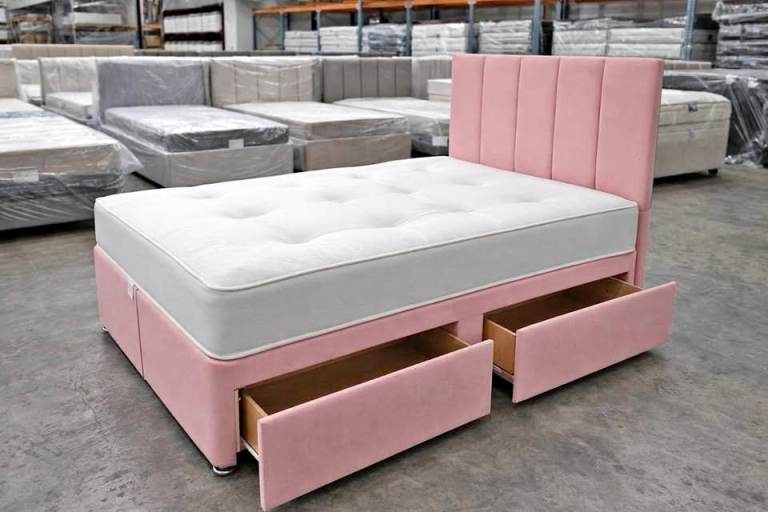 💖Pink Small Double Bed | Plush Velvet Divan With FREE Delivery & Cash on Delivery