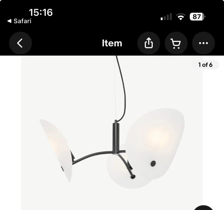 Made dot com Folio Chandelier Ceiling Light, Black & Frosted Glass. 