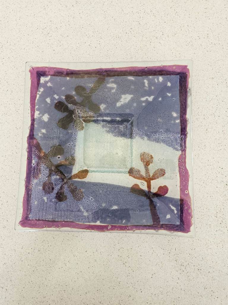 Decorative Glass Dish - Purple and Blue