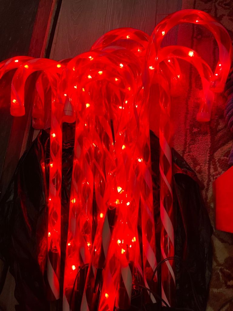 Outdoor candy cane lights, plug in.