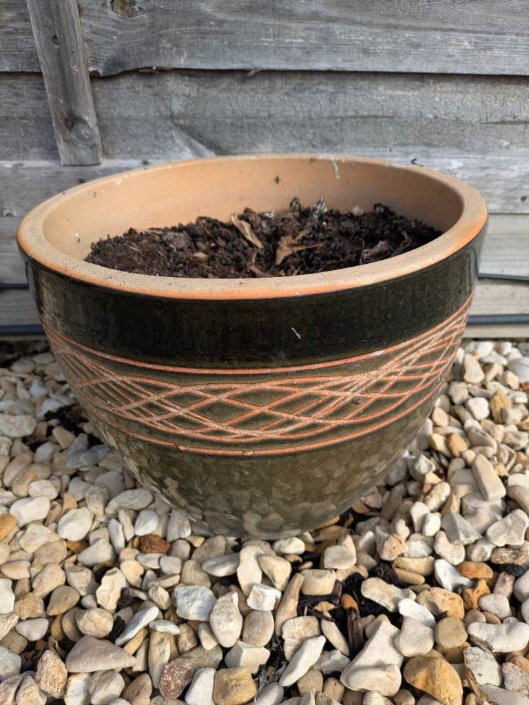 Large Glazed Ceramic Garden Planter Pot - Good Condition