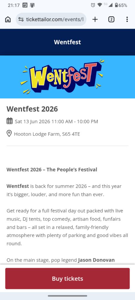 Wentfest tickets 