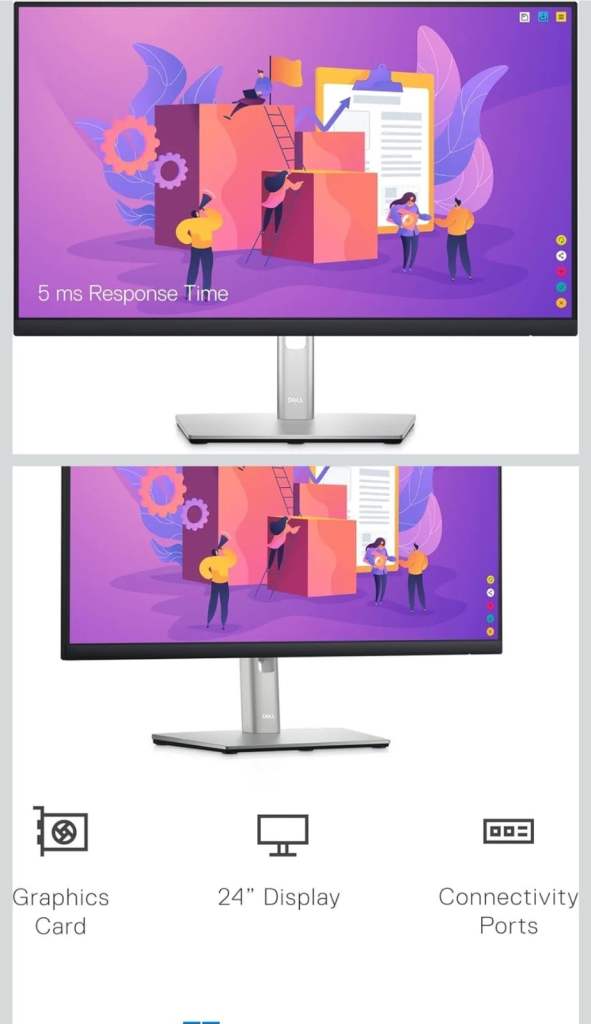 Dell P2422H 24 Inch Full HD (1920x1080) Monitor, 60Hz, IPS, 5ms, DisplayPort, 5x USB (16 available)