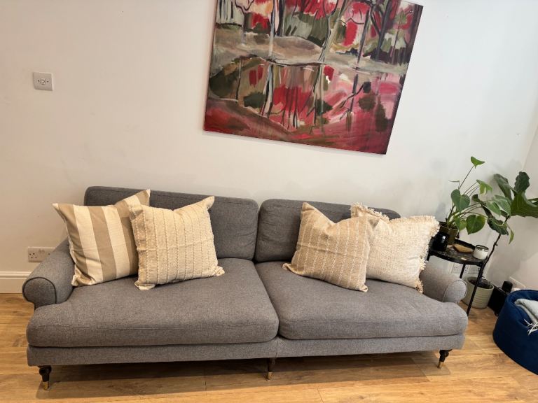 Grey Fabric Two-Seater Sofa – Good Condition