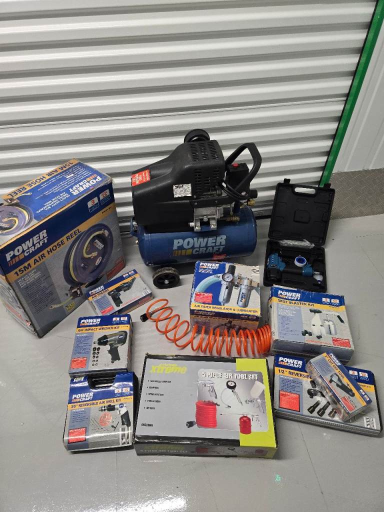 POWERCRAFT Air Compressor and Air Tool Kit – Good Condition