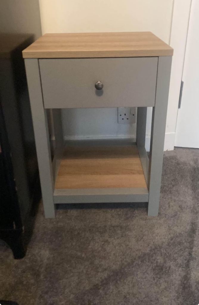 Dunelm Grey and Wood bedside table 
