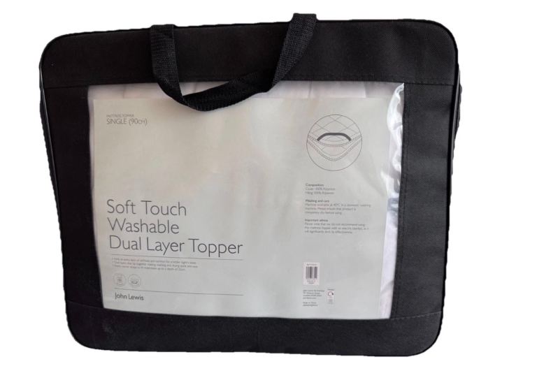 John Lewis Soft Touch Dual Layer MATTRESS TOPPER Single 100% Polyester Zip