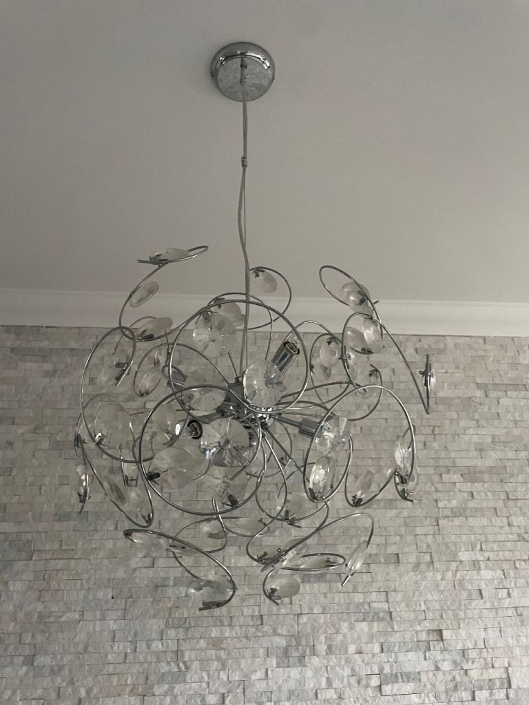 Lila 6 Light Sputnik Ceiling Pendant In Polished Chrome And Clear Glass Finish 