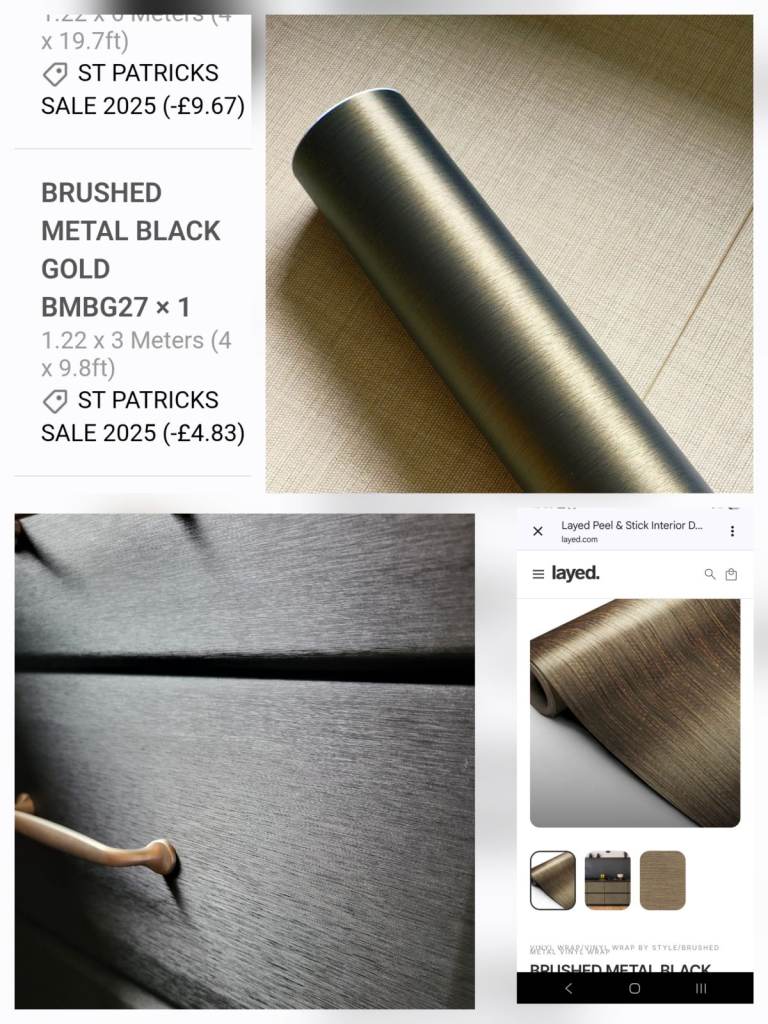 Vinyl Wrap - Brushed Metal Black Gold – 1.22 x 3 Metres for furniture 