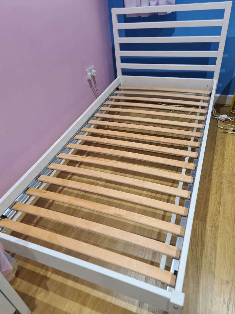 IKEA Tarva White Single Bedframe and Luroy slatted bed base